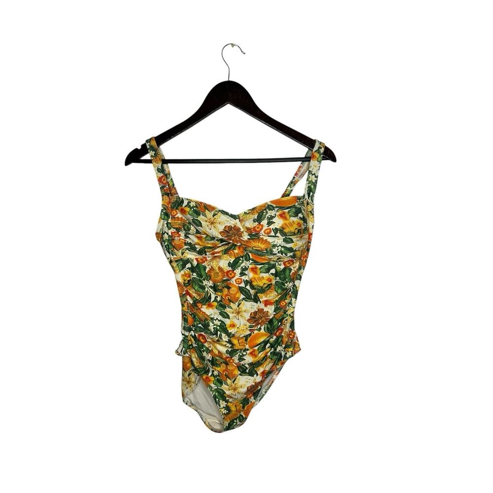 Niptuck‎ Swim Size 8 Novelty Citrus Floral Ruched One Piece Joanne Swimsuit